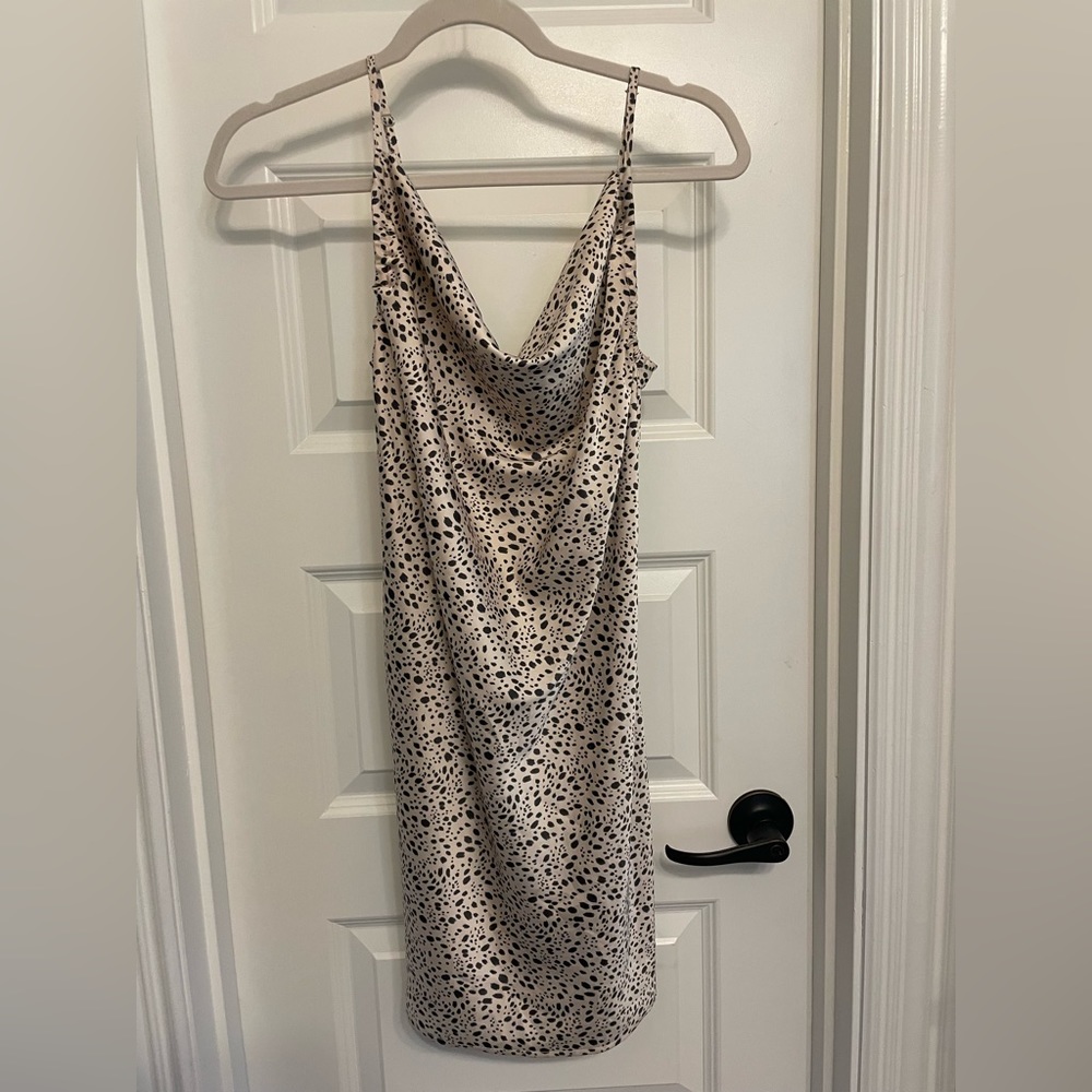 printed satin slip dress
